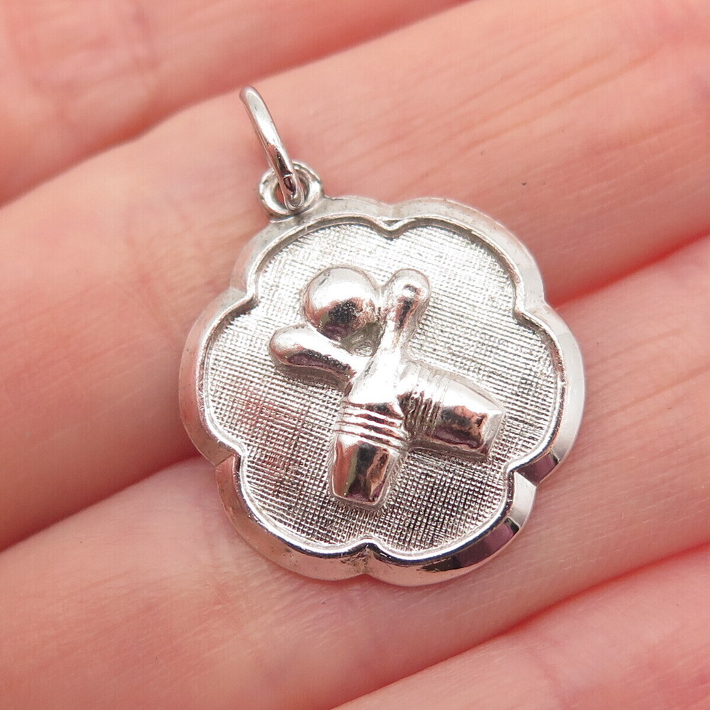 Rembrandt 925 Sterling Silver Vintage Bowling Ball & Pins Mini Charm Pendant